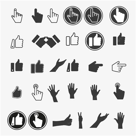 Conjunto De Iconos De Gesto De Mano Serie De Iconos Negros Vector