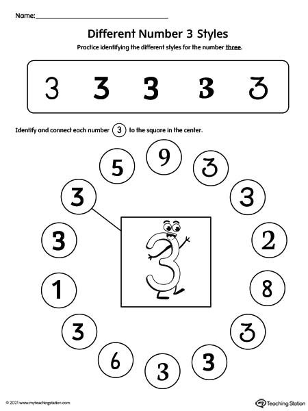 Number 3 Variations Worksheet | MyTeachingStation.com