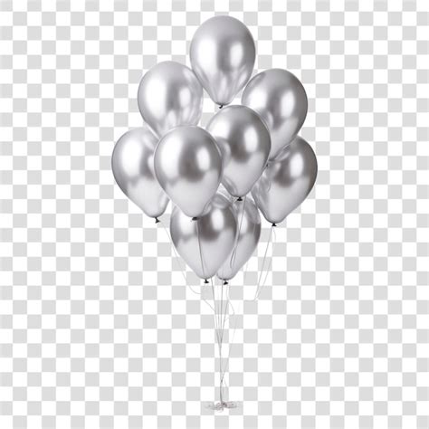 Silver balloons transparent background | Premium AI-generated PSD