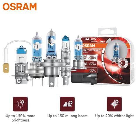 OSRAM H1 H3 H4 H7 H8 H11 9003 9005 9006 HB2 HB3 HB4 Halogen Night