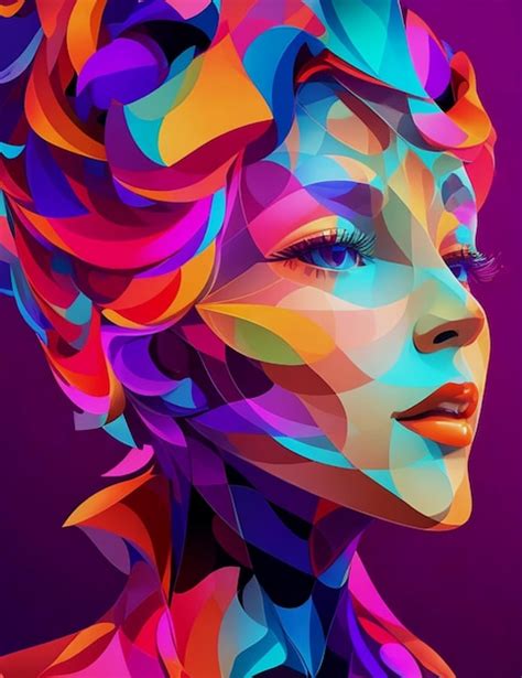 Premium Ai Image Colorful A Woman S Face Is Made Up Of Geometric