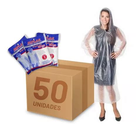 Kit 50 Peças Capa De Chuva Descartável Transparente Unisex Frete grátis