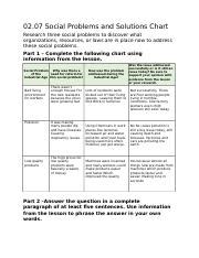 Industrial Age Docx 02 07 Social Problems And Solutions Chart