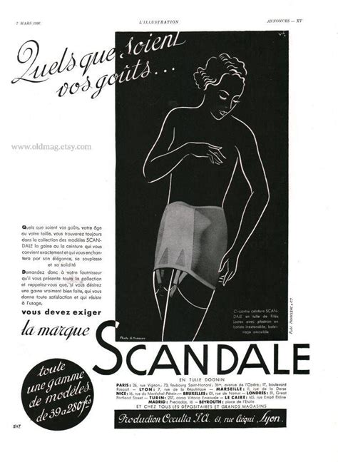 Scandale Lingerie Vintage Poster Original Illustration Print Scandale