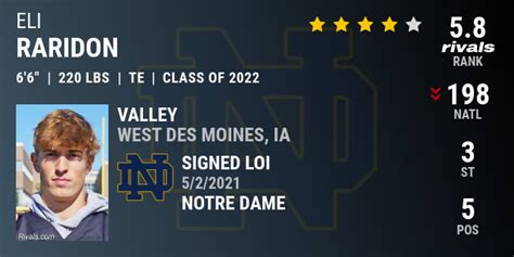 Eli Raridon 2022 Tight End Notre Dame