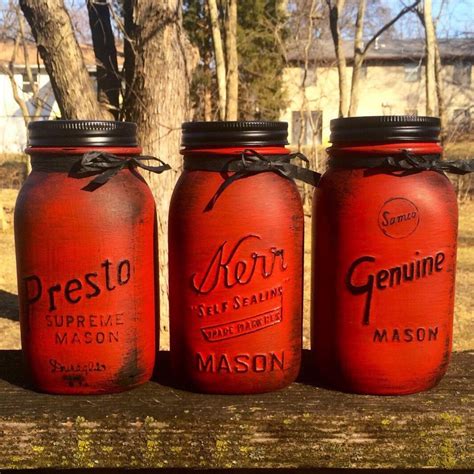 Rustic Red Mason Jars Red Vintage Mason Jars Rustic Mason