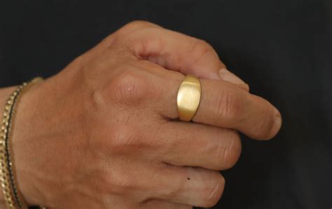 14k Gold Mens Wide Signet Ring 15 Mm Thick Chunky Flat Top Gold