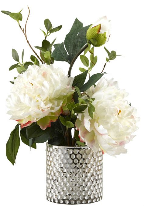 House Of Hampton Peonies Glass Floor Floral Arrangement In Decorative