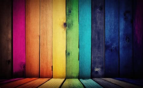 Premium AI Image Rainbow Wooden Planks Background