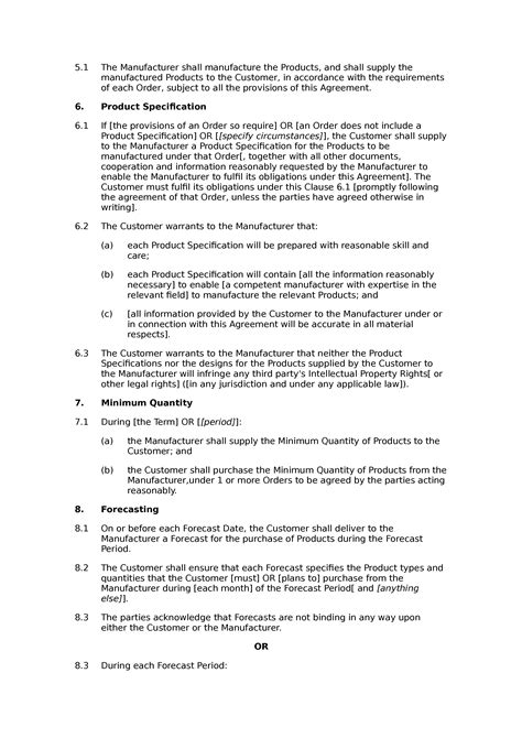 Manufacturing Contract Template