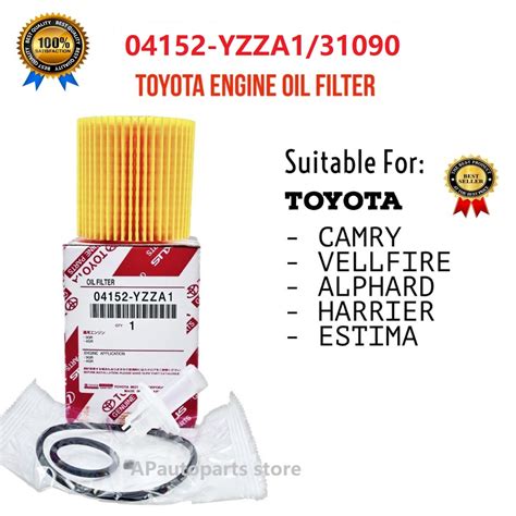 Toyota Oil Filter 04152 Yzza131090 Estima Vellfire Alphard Camry Harrier Lexus Rx350