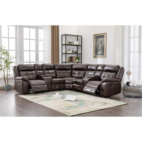 Wildon Home Bassie 3 Piece Faux Leather Power Reclining Sectional