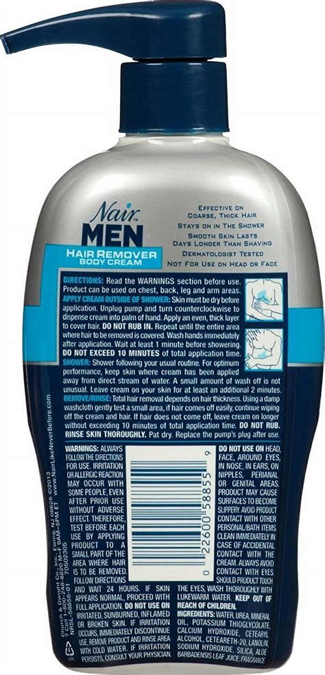 Nair Mens Hair Remover Body Cream Shower Use Depilatory Formula Arm