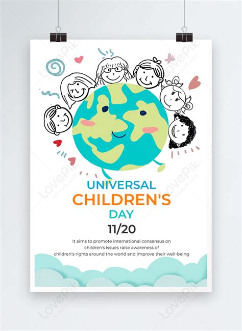 Cute style world childrens day poster design template image_picture ...