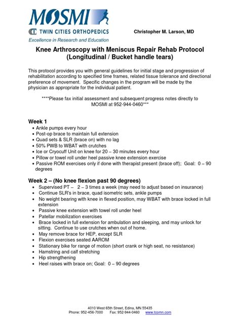 Knee Arthroscopy With Meniscus Repair Rehab Protocol Longitudinal Bucket Handle Tears Pdf