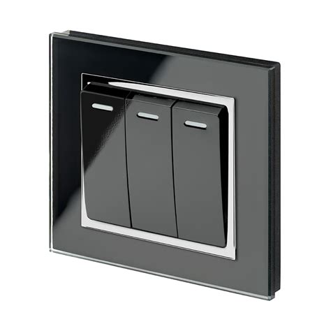 Crystal Ct 3 Gang Rocker Light Switch Black Retrotouch Designer Light