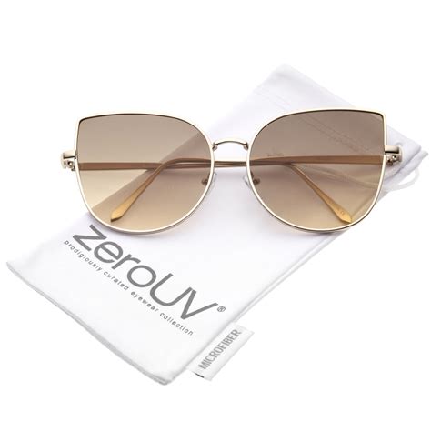 Zerouv Female Womens Oversize Slim Metal Frame Gradient Colored Flat