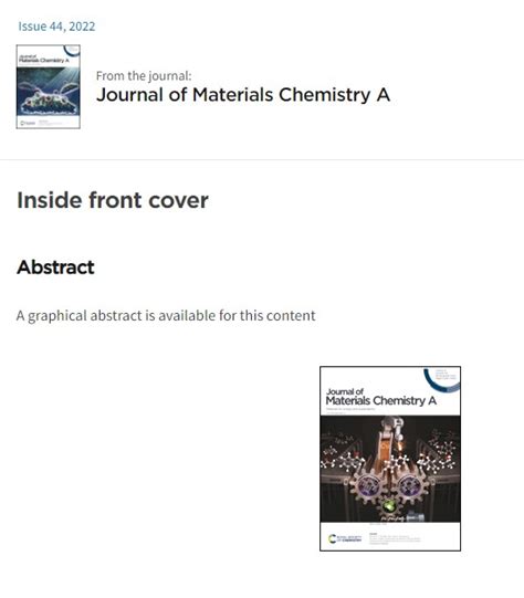 Rsc Journal Of Materials Chemistry A Publishing News