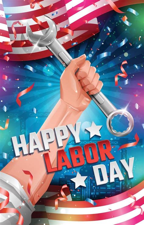 Happy Labor Day Poster Concept With Worker Hand Holding A Wrench 4552925 Vector Art At Vecteezy