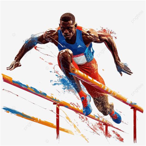 Track And Field Athlete Jumping Hurdles Track And Field Athlete