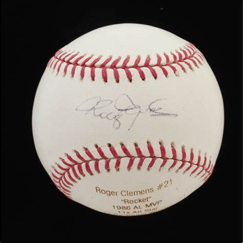 Roger Clemens Signed Le Oal Career Stat Engraved Baseball Jsa Coa