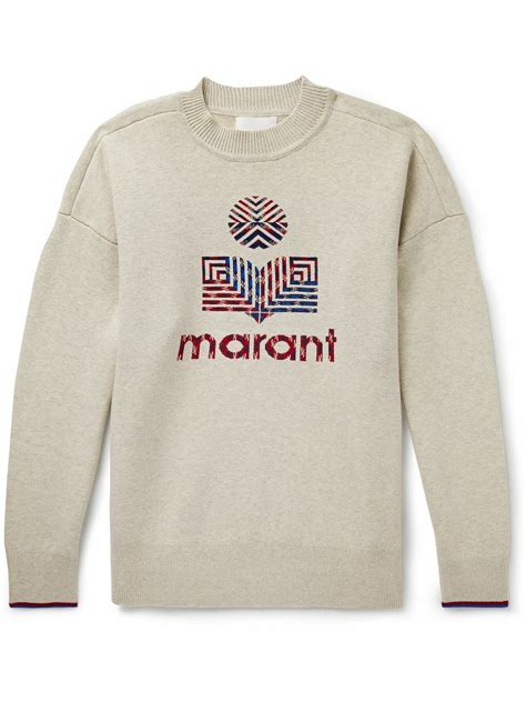 isabel marant logo intarsia knitted sweater neutrals isabel marant