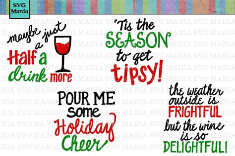 Funny Christmas Wine Glass Svg Bundle Wine Svg File