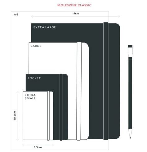 Moleskine Classic Notebook Size Comparison Chart