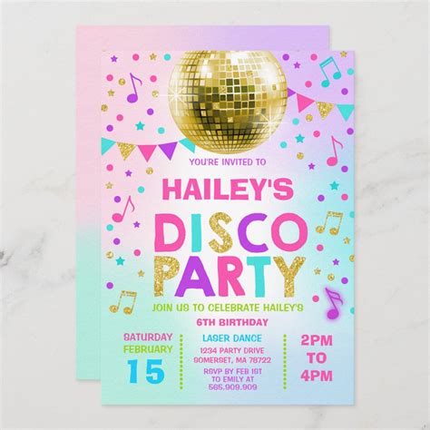 Disco Party Invitation Glow Disco Party Invite Zazzle