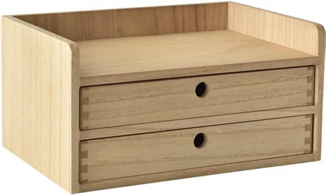 KIRIGEN Desk Organizer With Drawers Wood Drawer Storage Box With