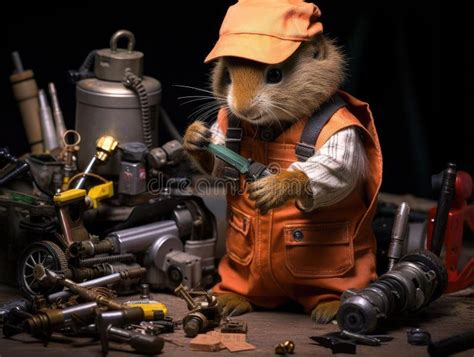 Mechanic Squirrel Fixing Toy Car Stock Illustration Illustration Of