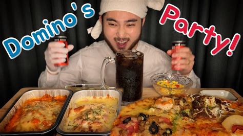 SUB 도미노베스트 콰트로 피자 치즈 크림 스파게티 리얼사운드 먹방 Domino s PIZZA SPAGHETTI