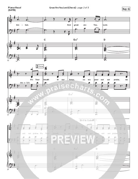 Great Are You Lord Choral Anthem Satb Sheet Music Pdf All Sons