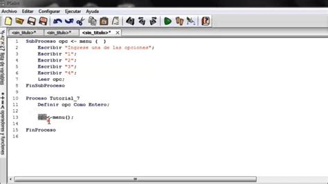 Tutorial Pseint Sub Procesos Funciones Y Procedimientos Menu