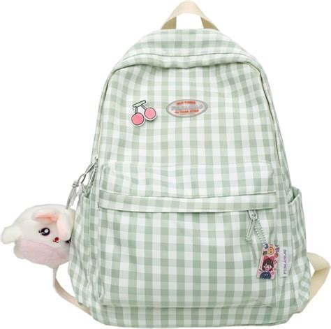 Amazon Mininai Checkered Backpack With Kawaii Pendant Light