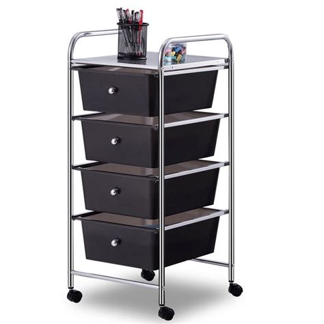 Costway 4 Drawers Metal Rolling Storage Cart Scrapbook Supply And Paper