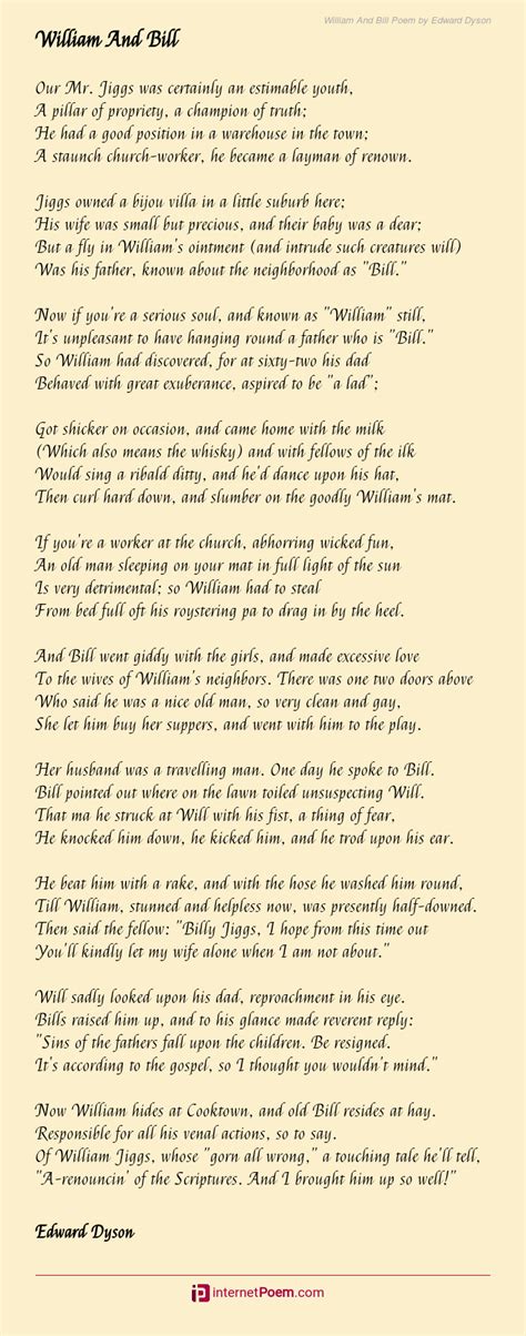 William And Bill Poem By Edward Dyson