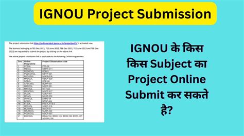 IGNOU Project Submission IGNOU क कस कस सबजकट क परजकट