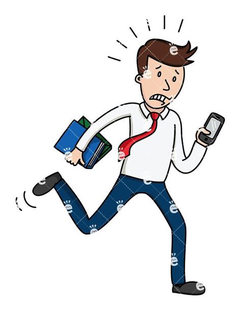 A Man Running With Books In One Hand While Looking At His Phone