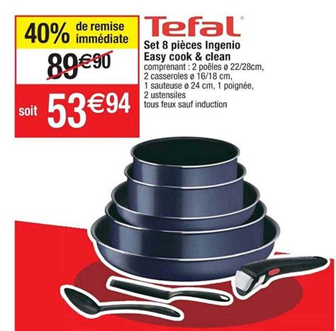 Offre Set Ingenio 9 Pièces Easy Cook n Clean Tefal chez Carrefour Market