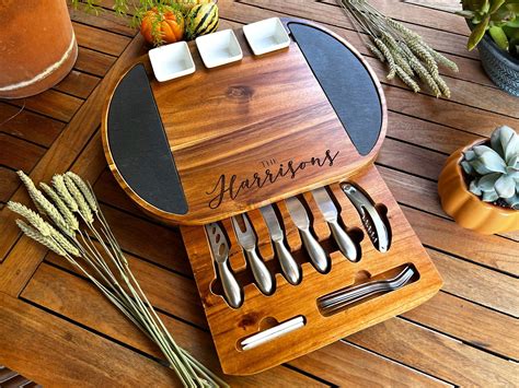 Round Personalized Charcuterie Board Set 19pcs Cheese Board Etsy