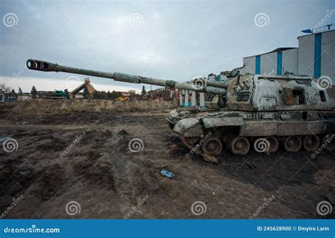 Destroyed Russian Self Propelled Howitzer 2S19 MSTA Editorial Image