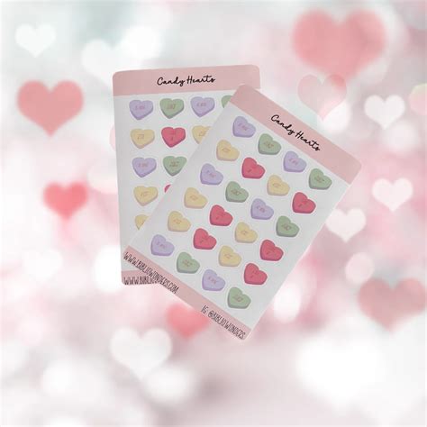 Candy Heart Sticker Sheet | Sweetheart Stickers – BiblioWonders