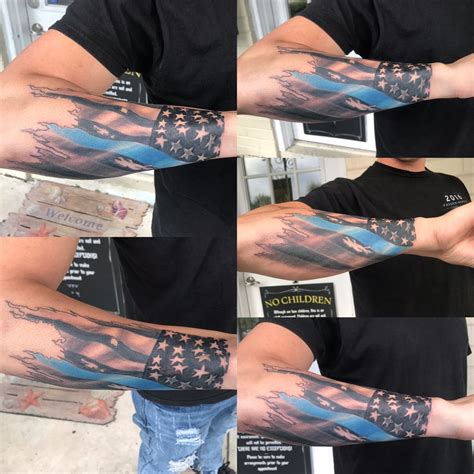 Thin Blue Line Tattoo Ideas Photos