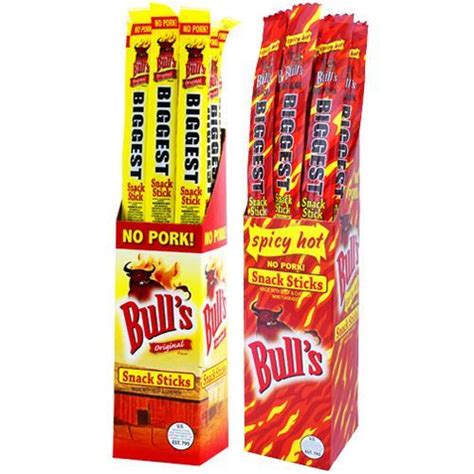 Bull’s 0.9oz Snack Sticks - 24 Snack Sticks Per Box (2 flavors)