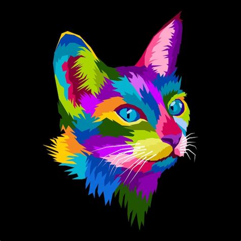 Premium Vector Colorful Cat Pop Art Portrait