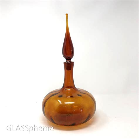 Blenko Joel Myers 6530 S Optic Glass Decanter In Gorgeous Warm Honey