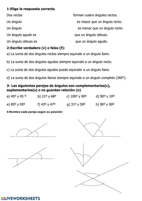 Angulos Online Exercise For Sexto Live Worksheets 52 Off