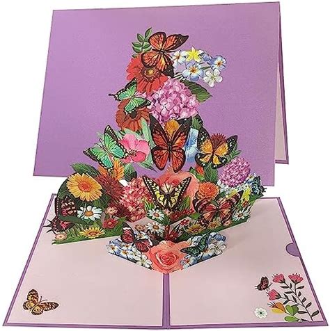 Biglietto Pop Up Biglietto Con Farfalla E Fiori Biglietti Pop Up 3D