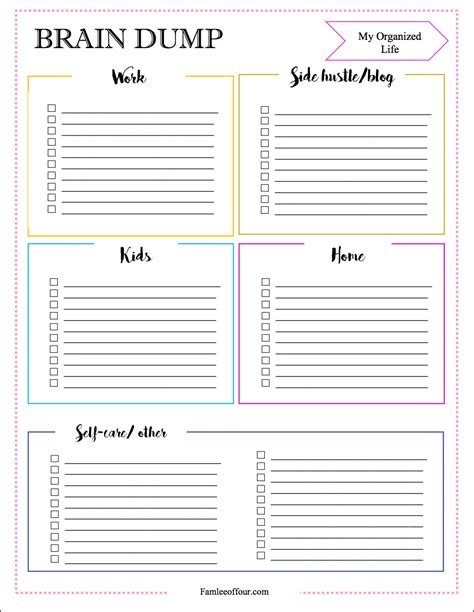 Free Printable Brain Dump List